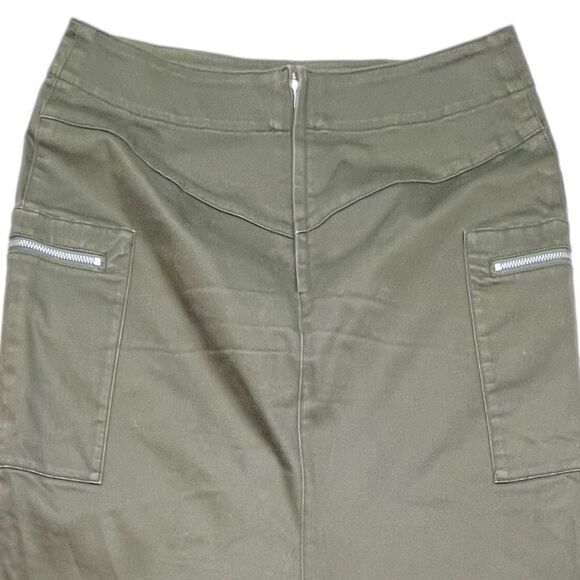 L'EQUIPE YOSHIE INABA A-Line Long Pencil Skirt Military Green Size 9 Cotton Blen - Picture 3 of 9